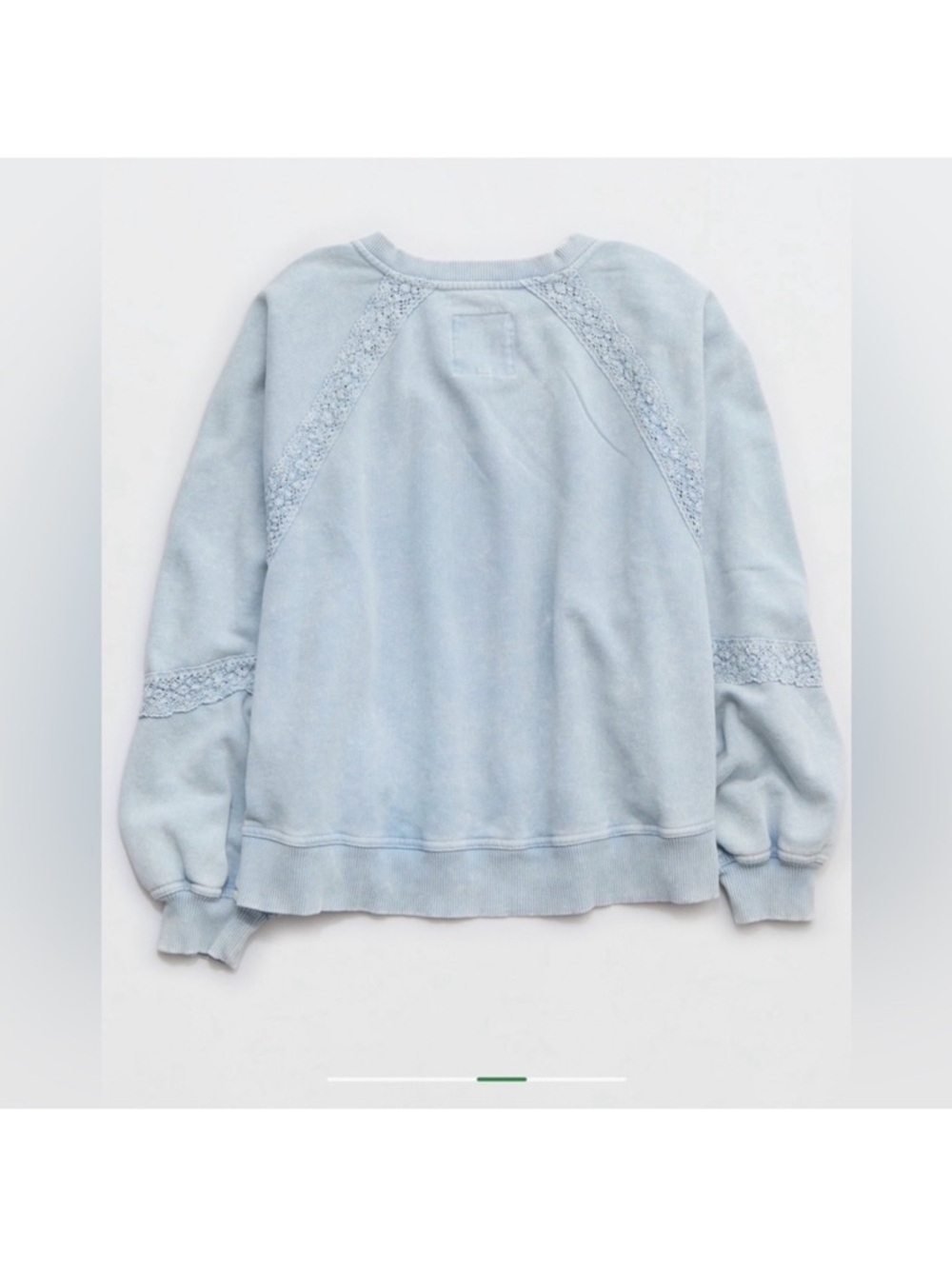 Aerie Hey Crochet Sweatshirt Cloud Wash Blue Long Sleeve Size S Cozy Lounge - Picture 5 of 13